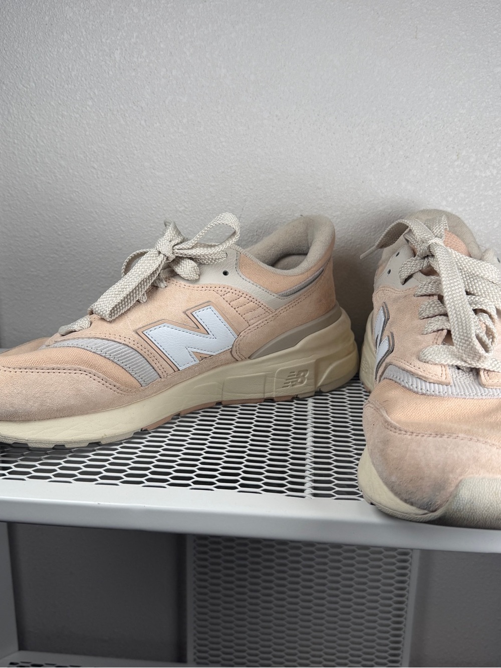 New Balance Women's Beige and White Suede Sneakers